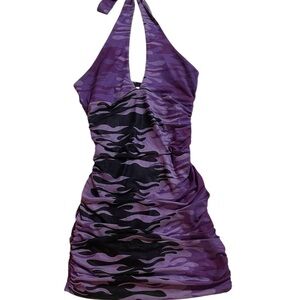Purple Flame Halter Dress